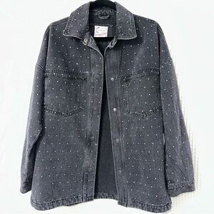 Stoosh Charcoal Denim Jacket with rhinestones